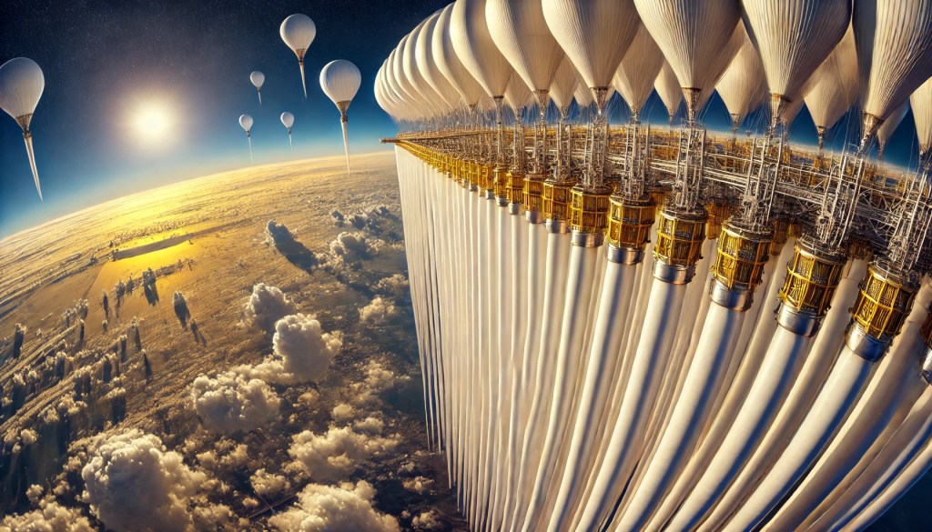 Tuyaux déployés grâce à des ballons