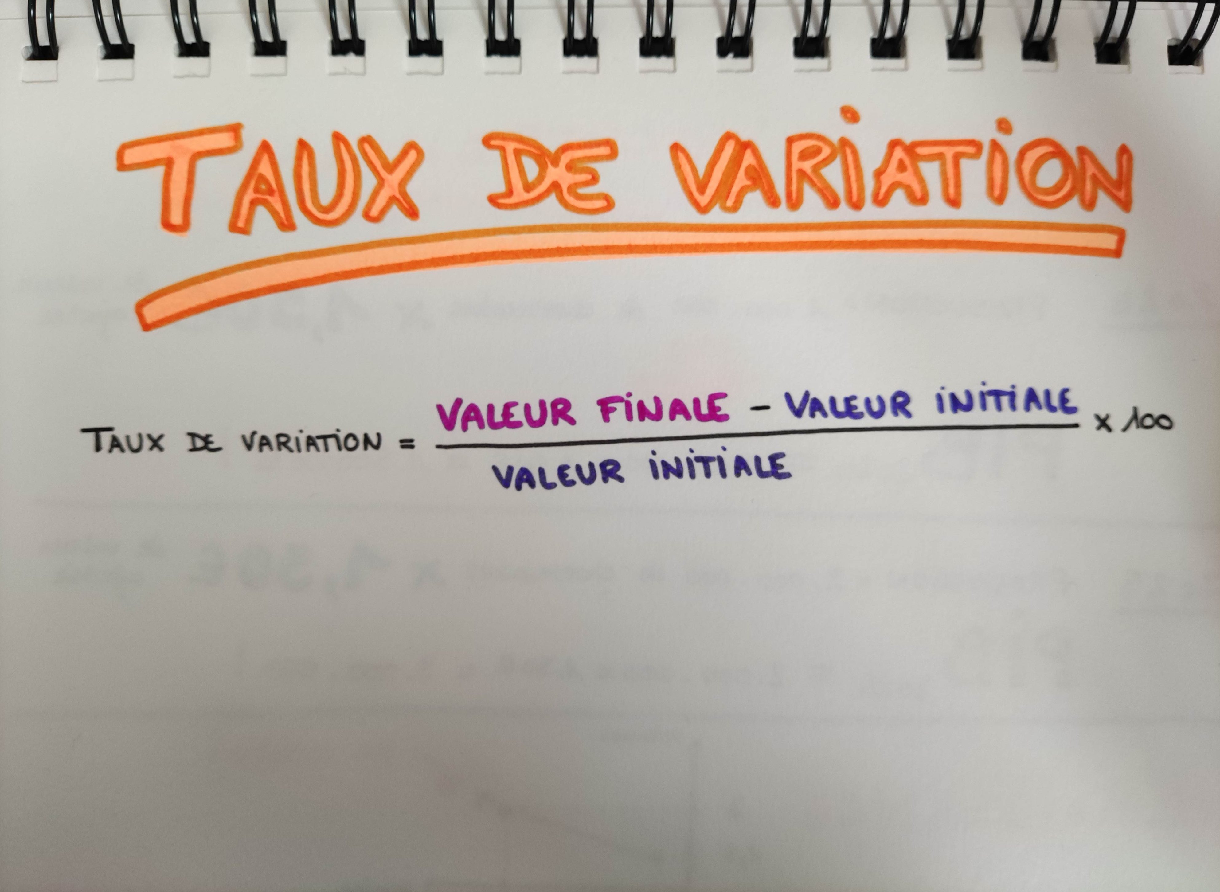 Formule du taux de variation